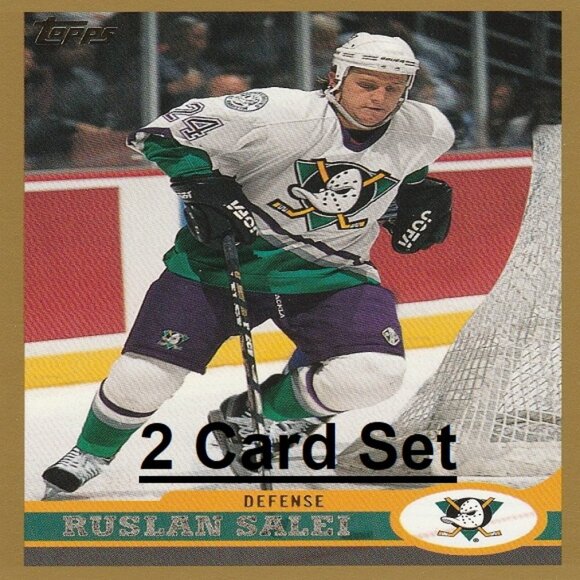 Ruslan Salei Anaheim Ducks NHL Hockey Card Collection - 2 Card Set - Picture 1 of 3